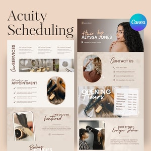 10 Editable Acuity Template, Acuity Scheduling Template, Hair Stylist Branding, Hair Stylist Website, Canva Templates, Acuity