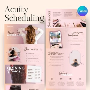 Hair Stylist Acuity Scheduling Template, Acuity Scheduling Template, Hair Stylist Website, Canva Template, Hair Stylist Branding