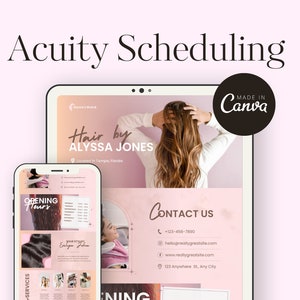 DIY Acuity Scheduling Site, Makeup booking site, lash tech booking site, hair stylist booking site, Canva DIY instant, Acuity booking site