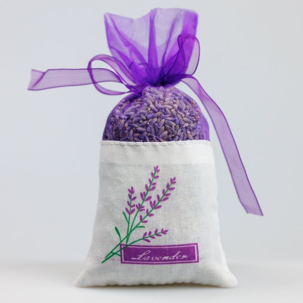 Bag perfumes linen with dried lavender flowers