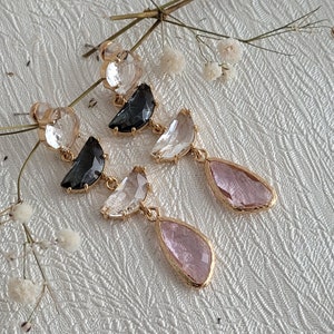 Bridesmaid earrings, boho bride, customizable earring, gold, pink, gray, ceremony, women&#39;s gift reception, friend