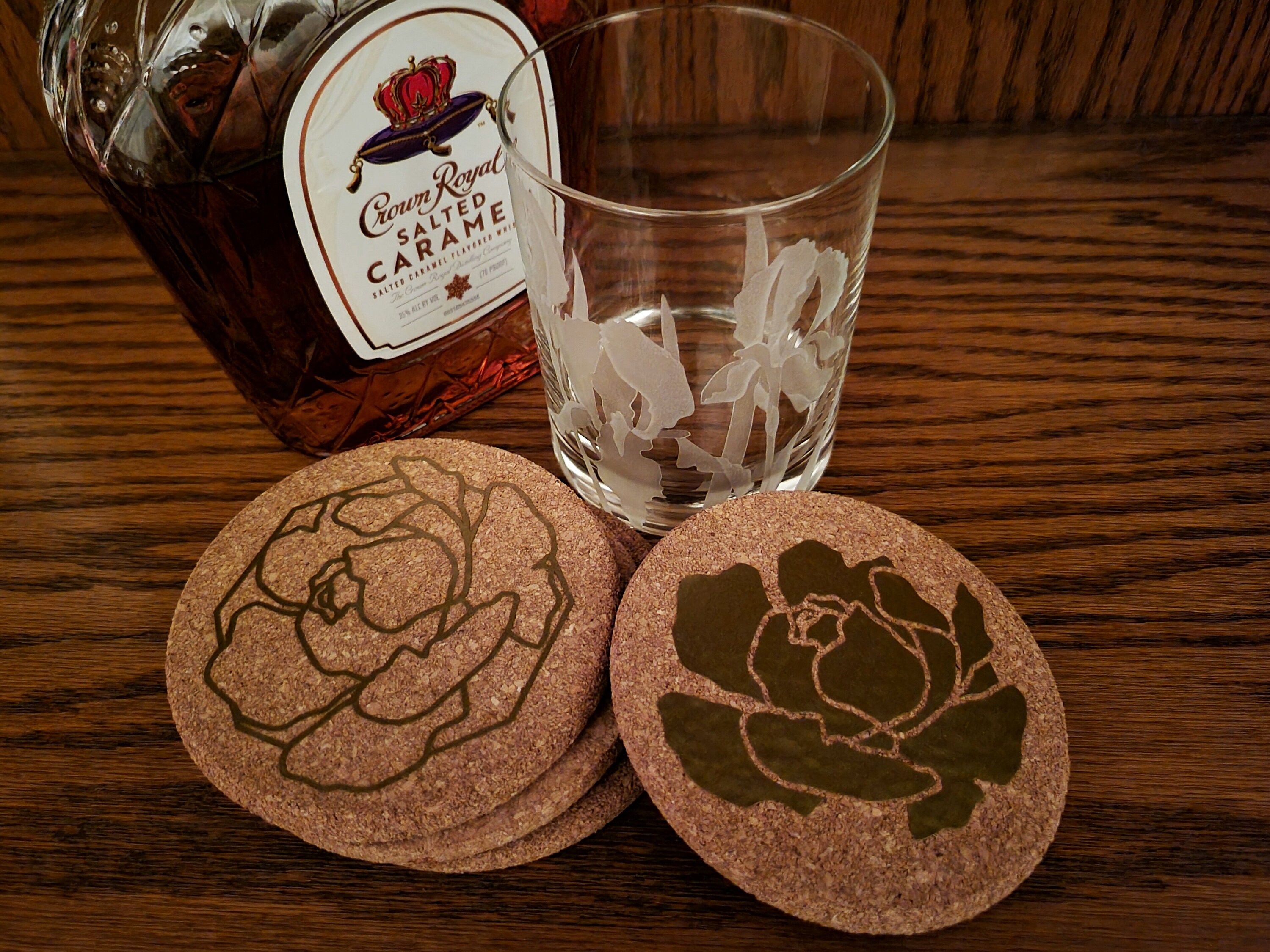 Peony Flower Cork Coasters - Pack of 4