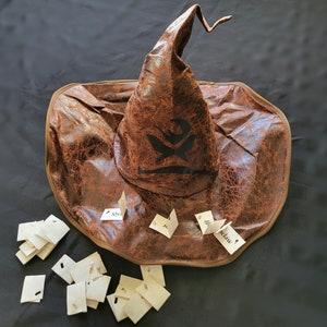 Sorting Ceremony Hat | Witch Wizard Talking Hat | School House Assigning Hat | Leather-like Witch Hat | Magic Hat Face | Witch Hat with Face