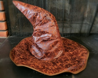 Leather Looking Witch Hat | Witch Costume | Wizard Hat | Brown Witch Hat | Cosplay