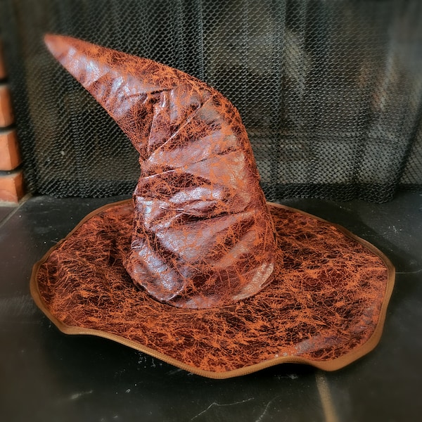 Leather Looking Witch Hat | Witch Costume | Wizard Hat | Brown Witch Hat | Cosplay