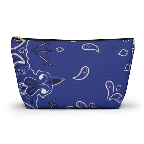 Blue Paisley Accessory Pouch w T-bottom