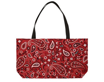 Red Paisley Weekender Tote Bag