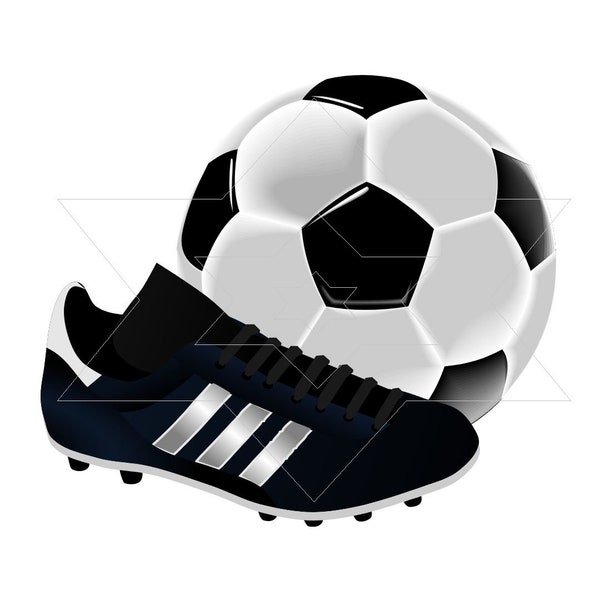 Ballon de football et chaussures au format JPG et Png, clipart de chaussures de football, fichier de coupe de chaussures, téléchargement instantané de football