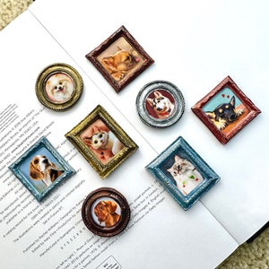 Custom Pet Portrait Pin / Magnets / Brooch. Vintage Oil Painting Style.  Best Gift for Pet Owner and Lover. 100% Hand Painted