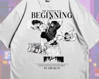 Camiseta de anime "Cursed Fighter", camiseta gráfica "Shadow Sorcerer", top estilo manga "Dark Energy", estética de batalla de anime, camiseta de gimnasio, regalo