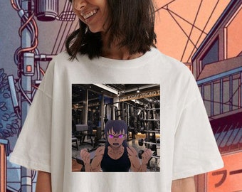 Camiseta de anime Muscle Mommy Maki, camiseta de gimnasio Fireforce, camiseta de entrenamiento otaku