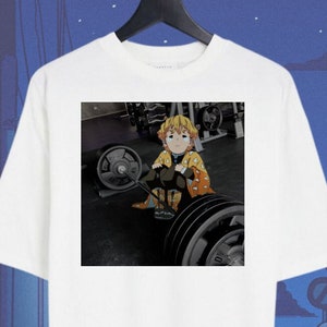 Demon Slayer gym shirt, Kimetsu pump cover, Zenitsu anime tshirt, gift for otaku gymrat, tanjiro, workout anime tee, funny gym clothing, gym