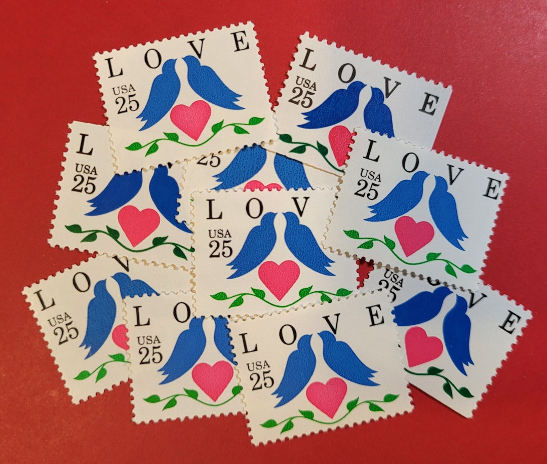 LOVE STAMPS 10 Vintage LOVEBIRDS Postage Stamps for Etsy