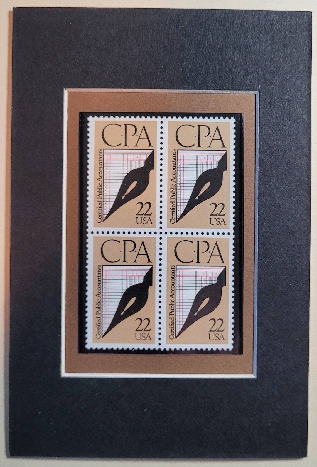 Certified Public Accountants 4x6 Matted Display Block of 4 U.S. Postage