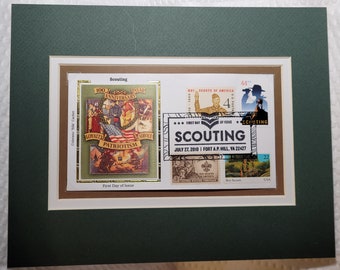 BOY SCOUTS - SCOUTING - first-day cover - professionally matted, frameable Stamp Art