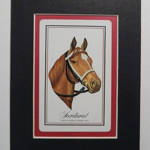 SECRETARIAT - 1973 TRIPLE CROWN Winner - Kentucky Derby - 4x6 matted display (red background)