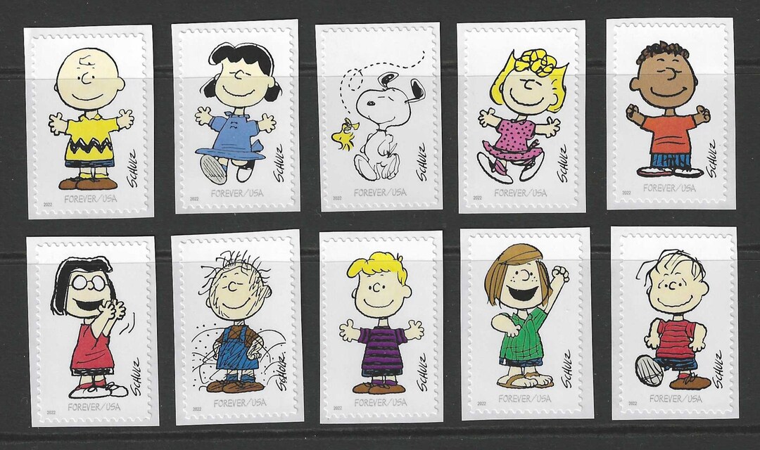 PEANUTS STAMPS Snoopy Charlie Brown Complete Set of 10 Etsy