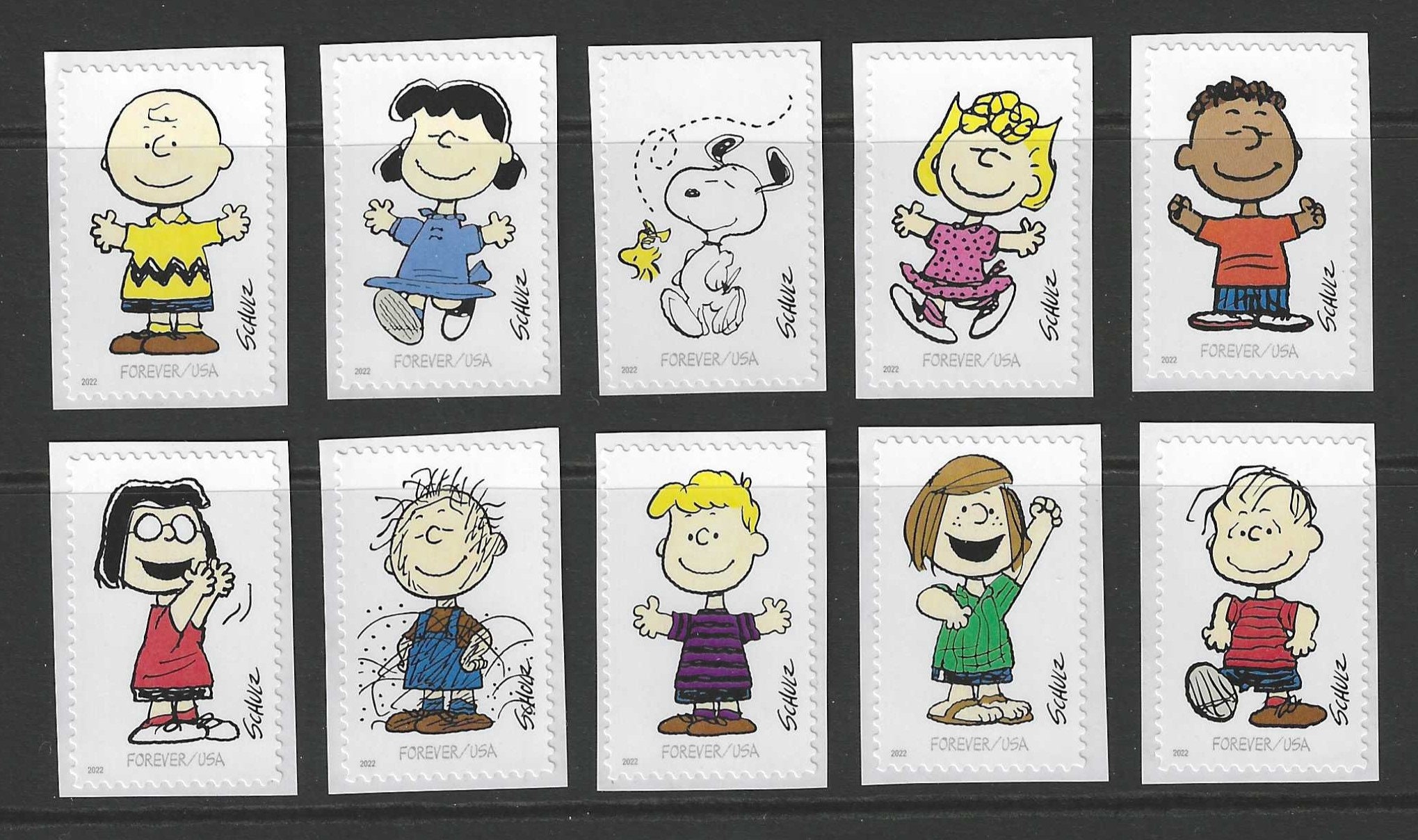 PEANUTS STAMPS Snoopy Charlie Brown Complete Set of 10 Etsy