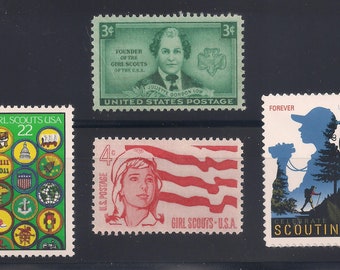 GIRL SCOUTS STAMPS - Scouting - Set of 4 different U.S. postage stamps. Mint condition.