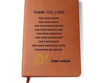 Personalisieren Sie das „Thank You Lord“-Tagebuch – fügen Sie Initialen hinzu – individuelles Bibelstudientagebuch – christliches Geschenk – Pfarrer-Geschenk – personalisiertes Tagebuch – Taufgeschenk