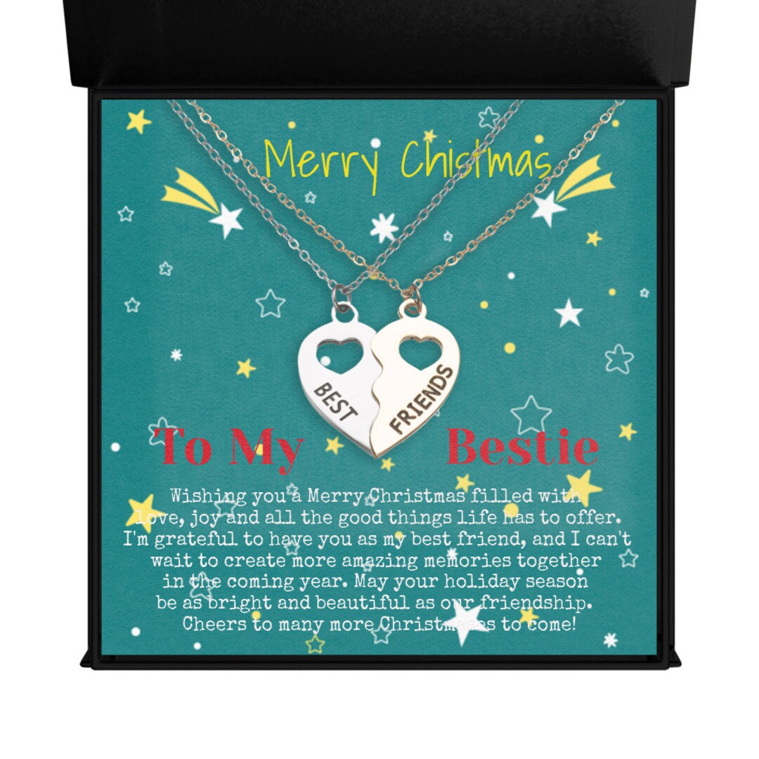 Best Friends Christmas Gift BFF Half Heart Necklace Set - Etsy
