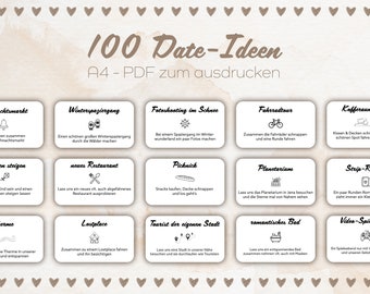 Date Ideen | Gutscheine für Paare | wöchentliche Dates | Jahrestag Geschenk für Ihn | Geschenkidee für Valentinstag | Download PDF