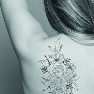 Personalisiertes Geburtsmonatsblumen Tattoo, Geburtsmonatsblume, Simples Blumen Tattoo Design, personalisiertes Tattoo, digitale Vorlage. Bild 9