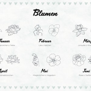 Personalisiertes Geburtsmonatsblumen Tattoo, Geburtsmonatsblume, Simples Blumen Tattoo Design, personalisiertes Tattoo, digitale Vorlage. Bild 3