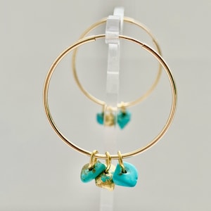 Gold leaf turquoise hoop earrings lapis lazuli or turquoise, handmade sustainable, Valentines, gift for her, birthday, hen, mother, unique