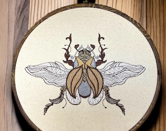 Cuadro bordado de escarabajo real, decoración de pared con insectos enmarcada