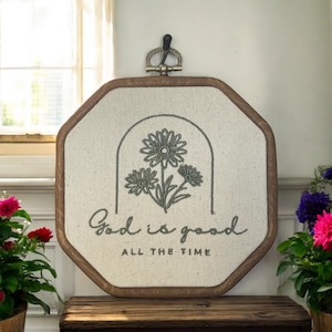 God is Good All the Time Bible Verse Finished Embroidery Hoop Wall Decor, Scripture Home Decor, Bible Verse Embroidery, Framed Scripture Art