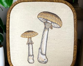 Mushrooms Finished Embroidered Hoop Wall Decor, Mushroom Embroidery Wall Art, Wall Decor, Framed Art, Mushroom Embroidery, Gallery Wall Art