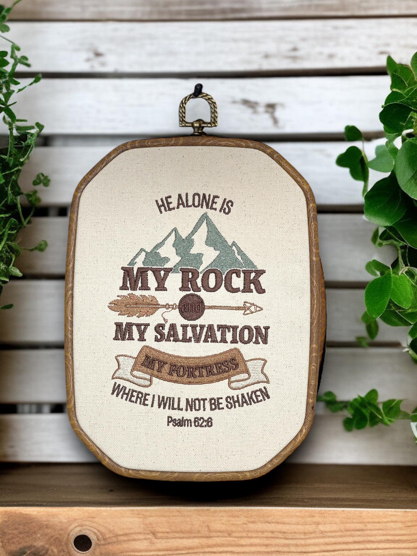 He Alone is My Rock and My Salvation Finished Embroidery Hoop ...