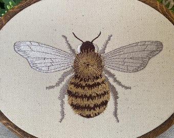 Honeybee Finished Embroidered Hoop Wall Hanging, Embroidered Wall Art, Embroidered Bee,Honeybee Decor, Cottagecore,French Cottage,Wall Decor