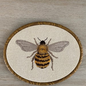 Honeybee Finished Embroidered Hoop Wall Hanging, Embroidered Wall Art, Embroidered Bee, Honeybee Decor, Cottagecore, Canvas Wall Hanging