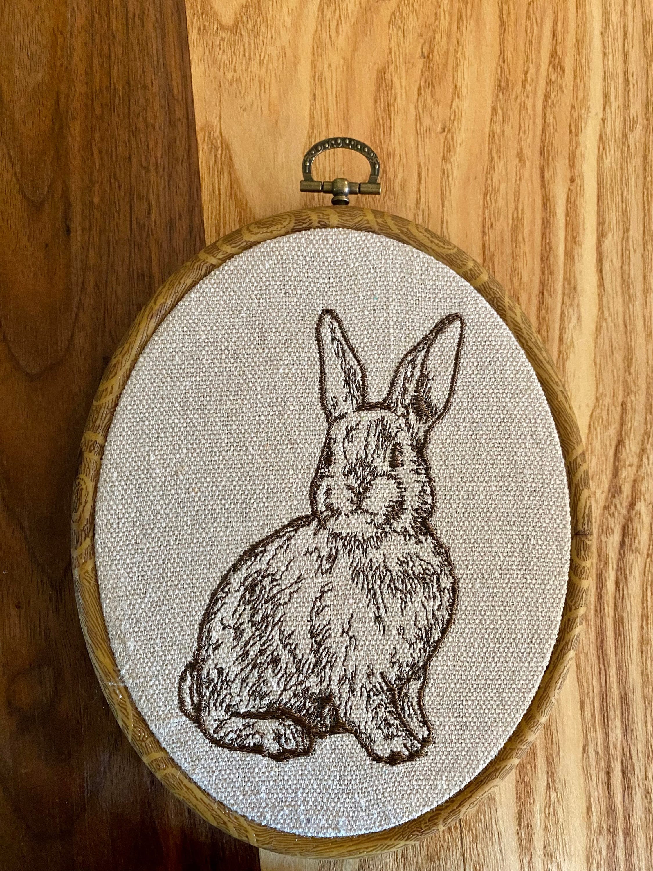 Embroidered Rabbit Hoop, Cottagecore Wall Hanging