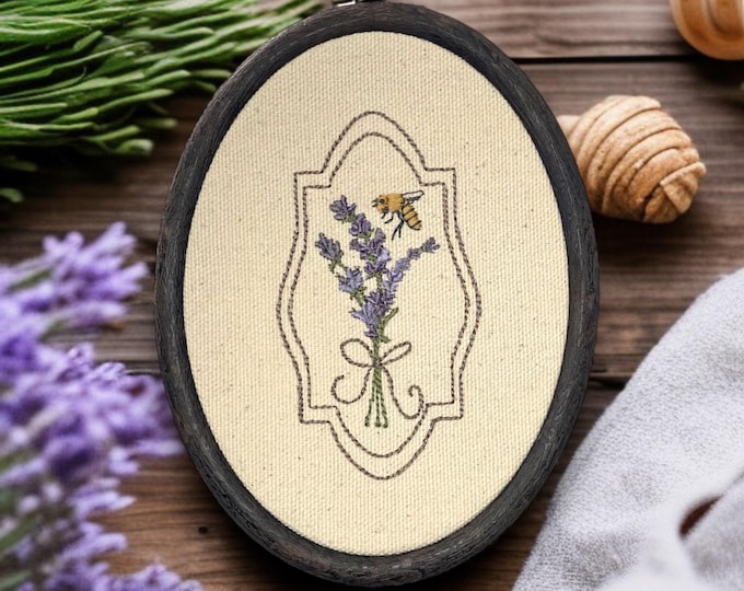 Lavender Bouquet Finished Embroidery Hoop Wall Hanging, Embroidered Florals, Nature Embroidery, Floral Embroidery Art