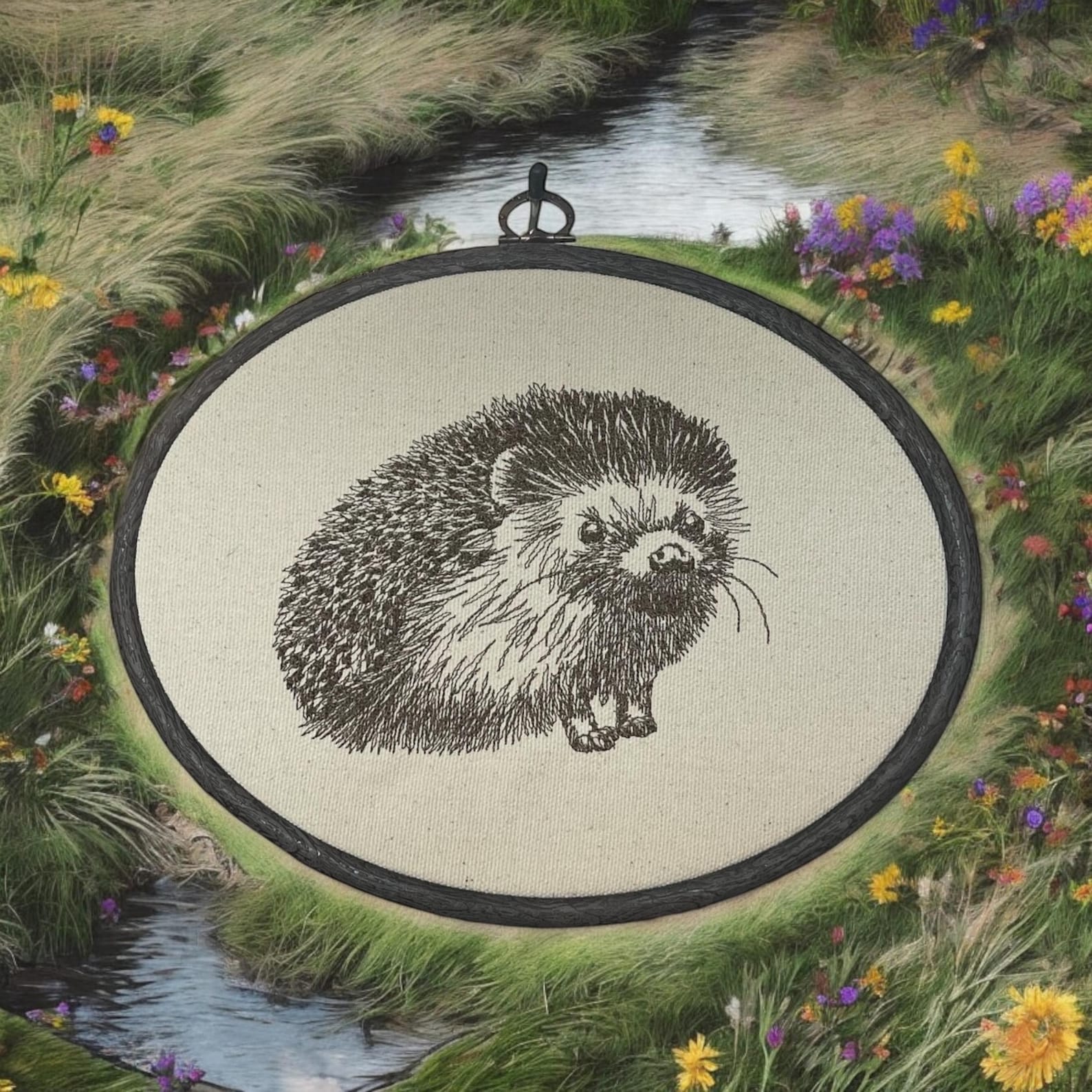 Woodland Hedgehog Finished Embroidery Hoop Wall Hanging, Woodland Decor