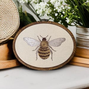 Honeybee Finished Embroidered Hoop Wall Hanging, Embroidered Bee, Honeybee Decor, Cottagecore,French Country, Wall Decor,Finished Embroidery