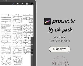 Stone and Brick Pattern Brushes for Procreate - Stone Hatch Stamp Brush for Architectural Designs-24 Brush Pack