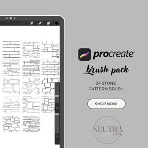 Stone and Brick Pattern Brushes for Procreate - Stone Hatch Stamp Brush for Architectural Designs-24 Brush Pack