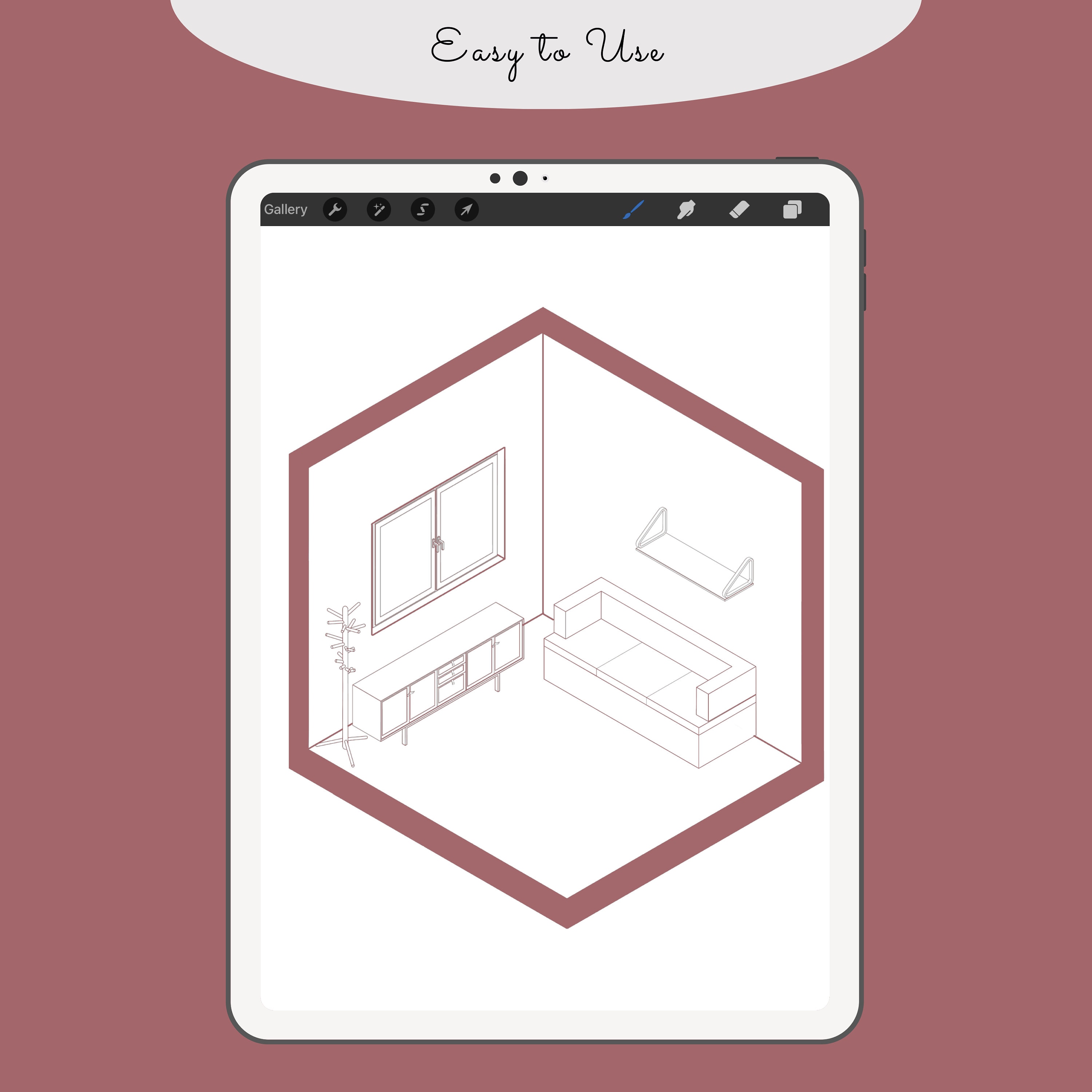 Isometric Furniture Procreate Brushes: Architectural Stamp Brush Set ...