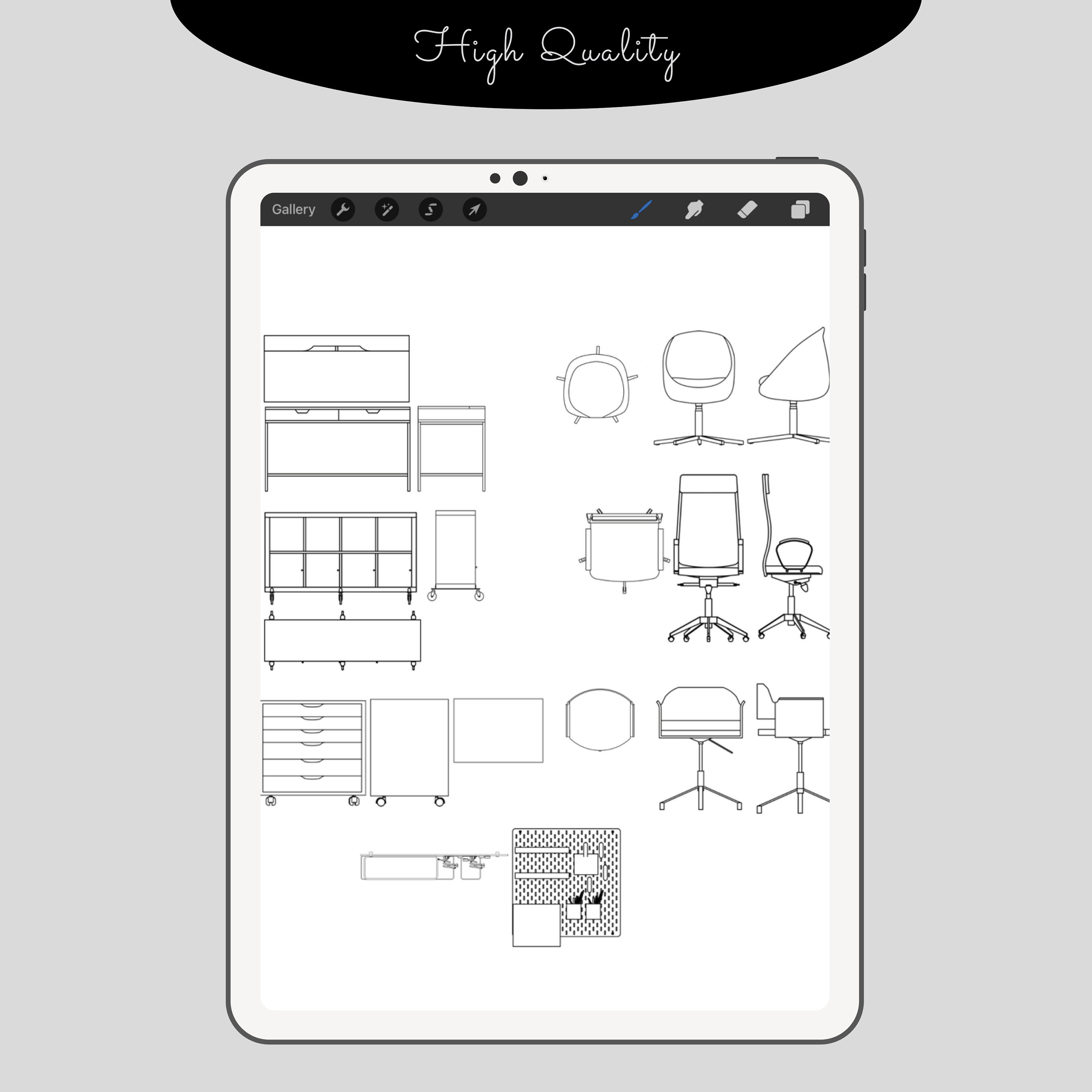 Ikea Office Furniture Procreate Brushes: Interior Design Stamps ...