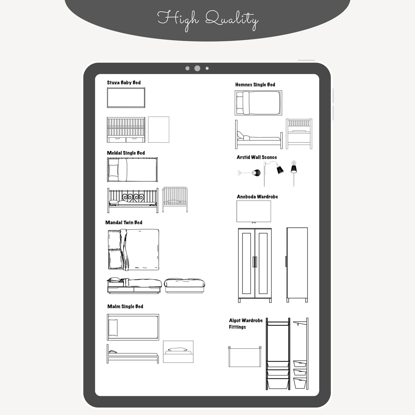 Ikea Bedroom Furniture Stencil for Procreate Interior Brush Furniture ...