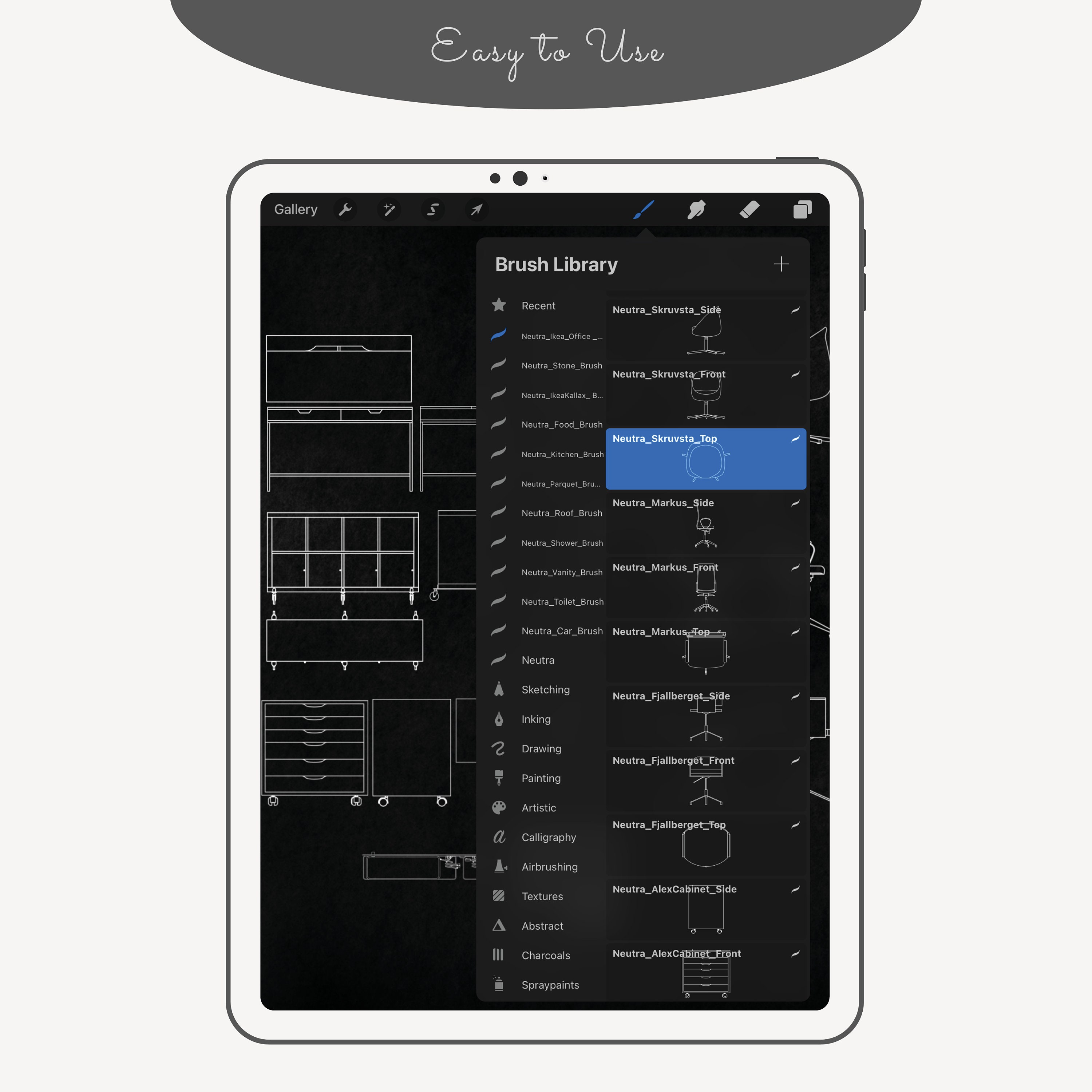 Ikea Office Furniture Procreate Brushes: Interior Design Stamps ...