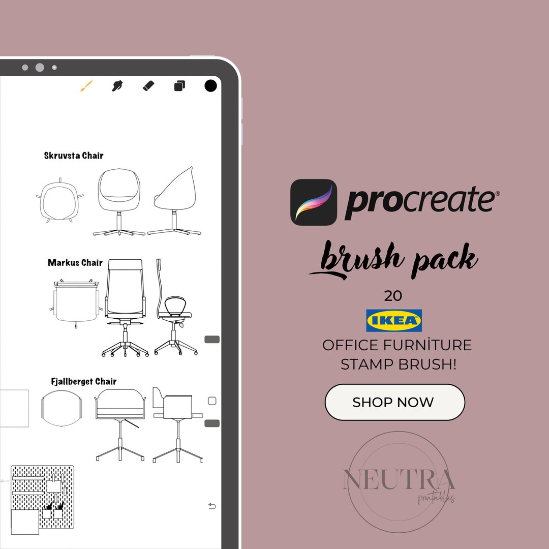 Ikea Office Furniture Procreate Brushes: Interior Design Stamps ...
