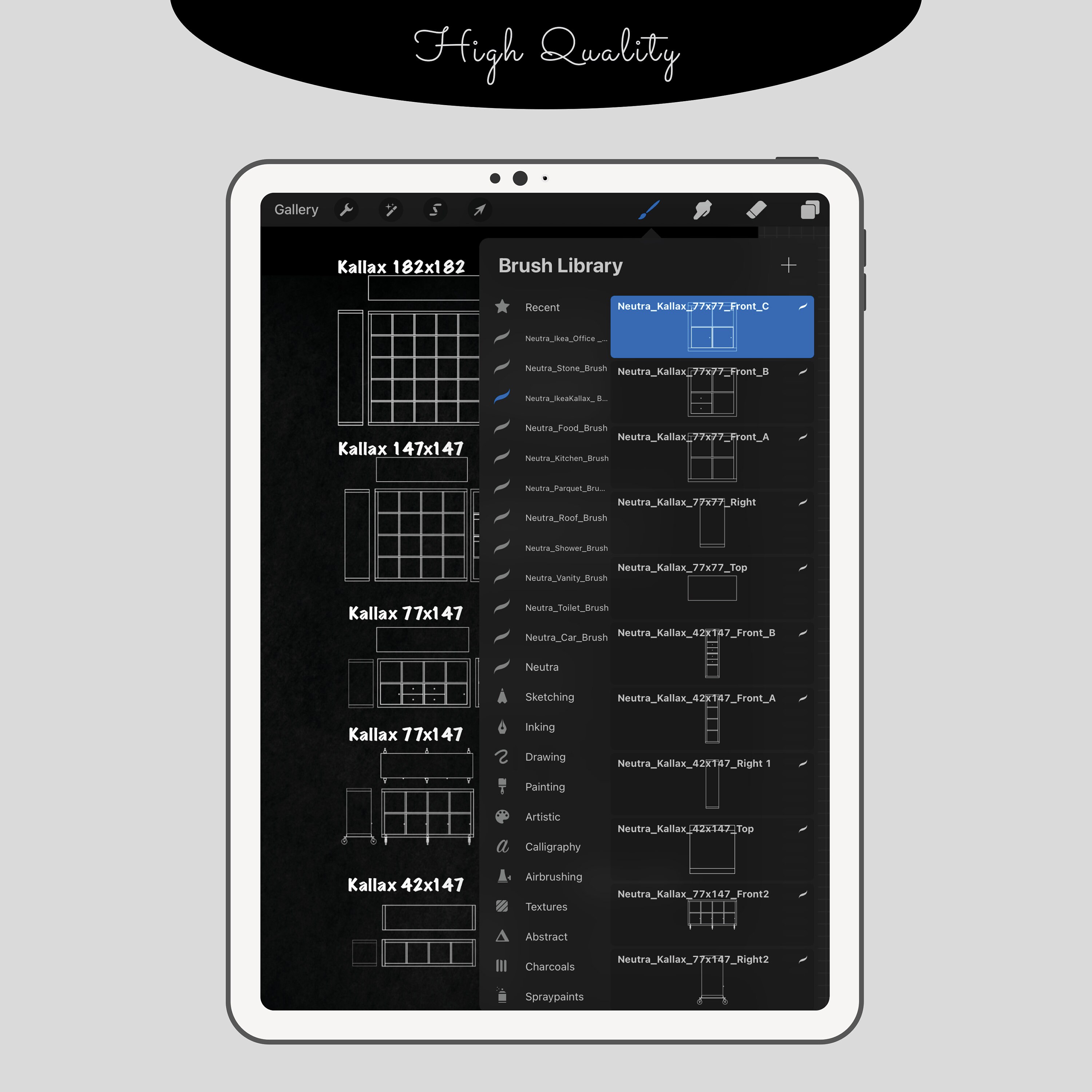 Ikea Kallax Shelf Furniture Stencil for Procreate Interior Brush ...