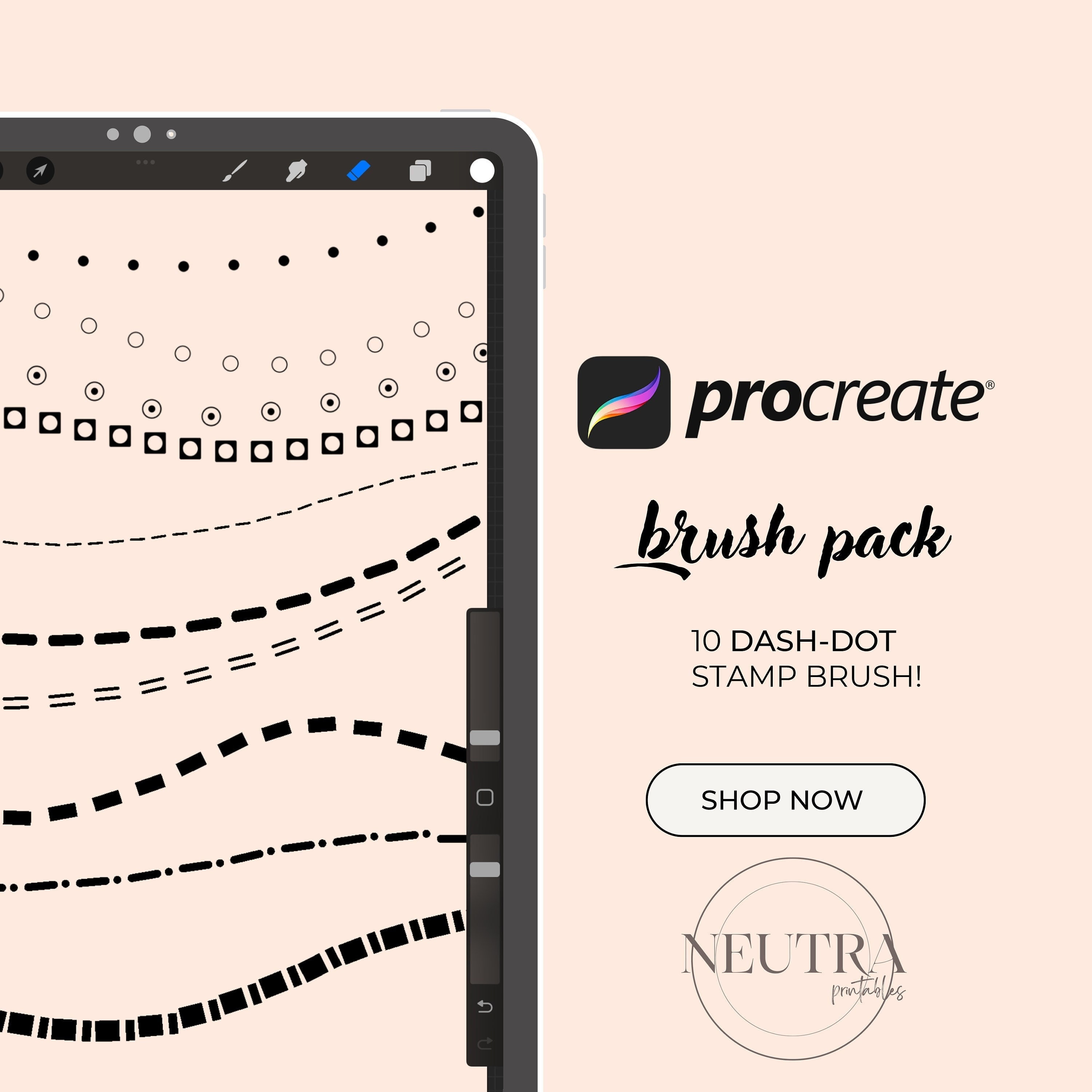 Pinceles de líneas discontinuas y punteadas para Procreate – Brushset de 10 trazos Dashes & Dots de alta calidad