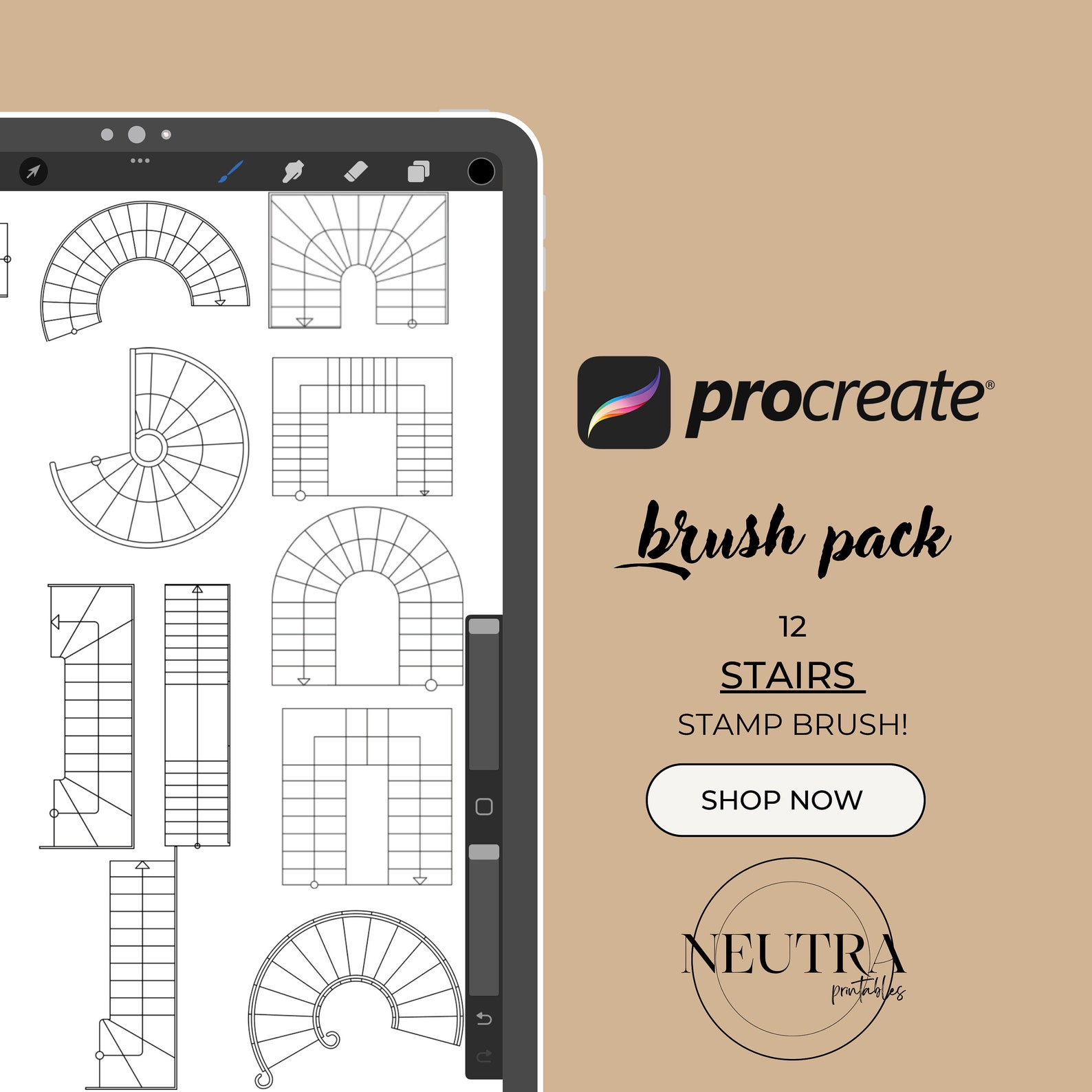Stairs Plan View Stamp Brushes for Procreate Stairs Brush for