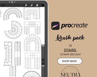 Stairs Plan View Stamp Brushes for Procreate (Digital Download)